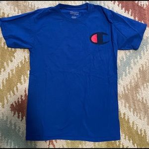 champion royal blue logo tee
